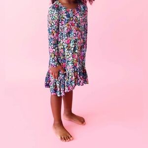 Posh Peanut Long Sleeve Henley Hi Low Dress - Scarlett Floral Size 3T
